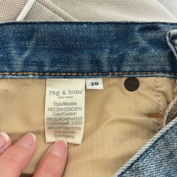 Rag & bone Fit 1 Low-Rise Fire Island Extra Slim Fit Light Indigo Jeans - Picture 16 of 16